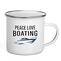 Boat Lover Camper Mug 12oz - Place Love Boating - Boat Enthusiast Lake Lover Sea Lover Gift Sailor Captain Retirement Vintage Boat Owner