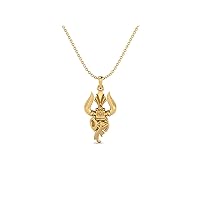 925 Sterling Silver Trishul Hindu Religious Mahadeva, Shiva Symbols, Bholenath, Pendant Necklace for Men and Women