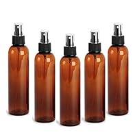 Grand Parfums 8oz Amber Plastic Refillable PET Cosmo Spray Bottles (BPA-Free) with Fine Mist Atomizer Caps (12-Pack); Beauty Care, Travel Use, Home Cleaning, DIY, Aromatherapy
