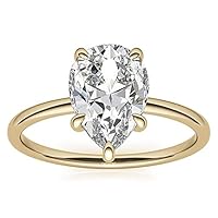 JEWELERYYA 3 CT Pear Colorless Moissanite Engagement Ring, Wedding Bridal Ring Set, Eternity Solid 10K Yellow Gold Diamond Solitaire 5-Prong Anniversary Promise Gift for Her