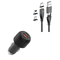 BoxWave Universal PD USB Type-C Car Charger Bundle (65W) - Jet Black, Power Delivery Car Charger for Smartphones, Tablets, and Laptops