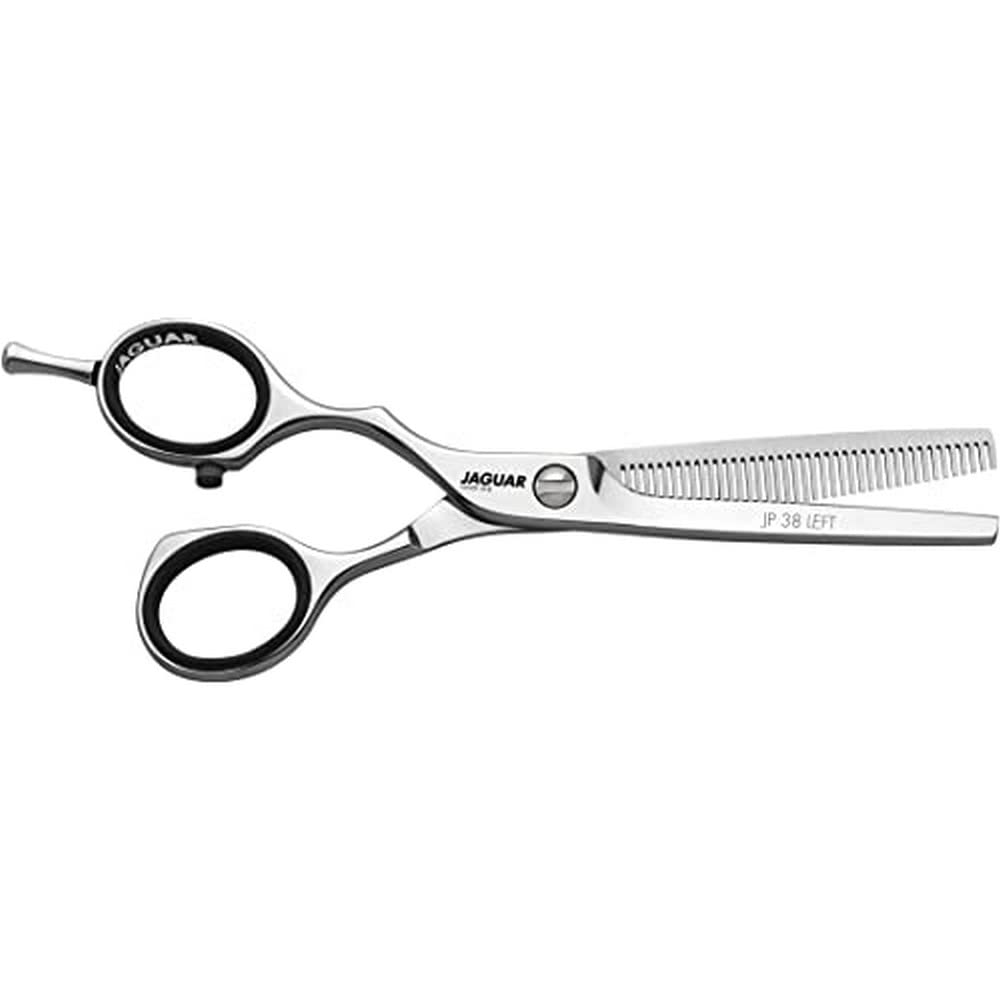Jaguar Shears White Line JP 38 5.25 Inch Left Handed Thinner Professional, Ergonomic, Steel Hair Thinning, Texturizing, Cutting & Trimming Scissors for Salon Stylists, Beauticians, Barbers