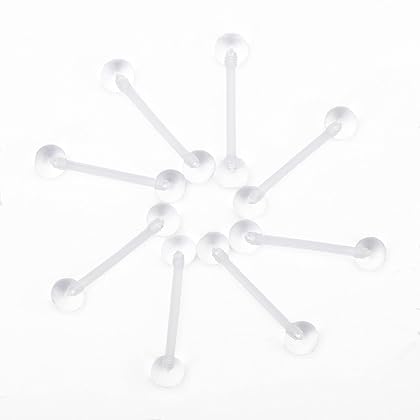 CrazyPiercing Transparent Ball and Barbell Clear Tongue Ring Retainer 14G or Nipple Ring