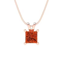 Clara Pucci 3.0 ct Princess Cut Genuine Red Simulated Diamond Solitaire Pendant Necklace With 16