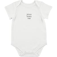 Stephan Baby Snap Suit - Short Sleeve Cotton Bodysuit for Baby with Snap Closure, 6-12 Months, Jesus Loves Me