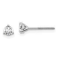 14k White Gold 1/4 Carat Total Weight Round SI1 SI2 G H I Lab Grown Diamond Screw Back 3 Prong Stud Post Earrings Jewelry Gifts for Women