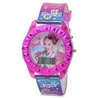 Accutime JoJo Siwa Kids Digital Watch - LED Flashing Light, LCD Watch Display, Kids, Girls Watch, Plastic Strap and 2 Scrunchy Set (Model: JOJ40113AZ)