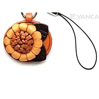 Sunflower Leather Flower Mobile/Cellphone Charm VANCA Craft-Collectible Cute Mascot Made in Japan