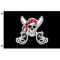 12X18 Pirate Red BANDANA SWORD Patch BOAT FLAG Skull Skeleton Bones 100D