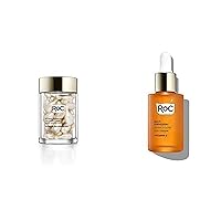 RoC AM to PM Glow + Smooth Serum Bundle: RoC Vitamin C Serum for Day + Retinol Serum Night Capsules for fine lines, wrinkles, and uneven tone