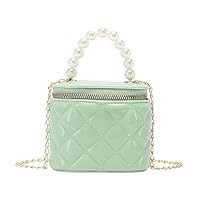 KOLKOL Girls Walle, Mini Jelly Purse for Women, Shoulder Bags with Pearl Handle and Gold Chain-Crossbody Handbags-Box bag