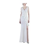 DbdkejjWomen's V Neck Sleeveless Elegant Evening Gown Long Sequin Plus Size Dress