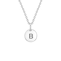 925 Sterling Silver Small Engravable Circle Pendant Necklace for Babies, Little Girls & Preteens 16