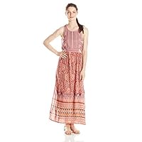 Angie Women's Juniors Embroidered Bodice Maxi Dress