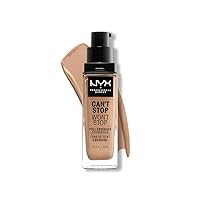 NYX PROFESSIONAL MAKEUP Can't Stop Won't Stop Foundation, 24h Full Coverage Matte Finish - Medium Buff