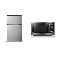 Midea WHD-113FSS1 Compact Refrigerator, 3.1 cu ft, Stainless Steel & TOSHIBA EM131A5C-BS Countertop Microwave Ovens 1.2 Cu Ft, 12.4