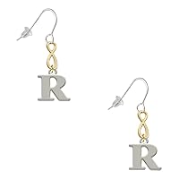 Silvertone Large Initial - Gold-tone Infinity French Earrings