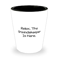 Unique Groundskeeper Shot Glass, Relax. The Groundskeeper Is Here, Present For Coworkers, New Gifts From Boss, Funny groundskeeper shot glass gift gag gift, Funny gift, White elephant gift, Secret