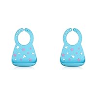 Nuby 3D Soft Silicone Baby Bib with Scoop - Silicone Bib for Toddlers and Babies 6+ Months - Stars (Pack of 2)