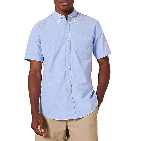 Amazon Essentials Men's Regular-Fit Short-Sleeve Pocket Oxford Shirt