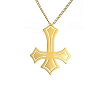 Stainless Steel Inverted Cross Pendant Necklace Diamond-Trimmed Inverted Cross Pendant Necklace Classic Cross Pendant Necklace Satanic Jewelry Religious Necklace
