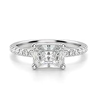 Anniversary Wedding Ring Three Stone Engagement Ring Promise Gifts for Her 2 CT Radiant Shape Moissanite Ring