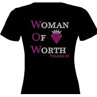 Wow Woman of Worth with Diamond Proverbs 31 Rhinestone Transfer Bling Iron on for Shirt