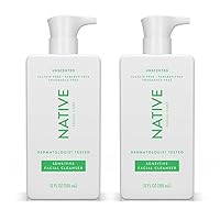 Native Sensitive Face Wash, Spa Day Every Day Facial Cleanswer (2 Pack) | Daily Face Cleanerwith Aloe and Vitamin B3, Unscented, 12 fl oz