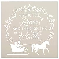 Over River Through Woods Stencil by StudioR12 | DIY Christmas Sleigh Home Decor Gift | Craft & Paint Wood Sign | Reusable Mylar Template | Select Size (12 inches x 12 inches)