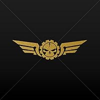 Skull with Military Wings Sticker Decal for Drum Kit Kick Drums Matte Gold (4X1)