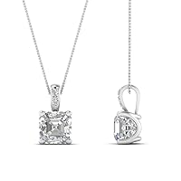 0.75 Ct Asscher Cut White CZ Diamond Pendant for Women's In 14K White Gold Plated 18