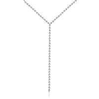 Beydodo Gold-Plated Wedding Necklace for Women, Y Chain with Zirconia Partner Chain Women's Necklace 51 cm Silver for Charms, Cubic Zirconia