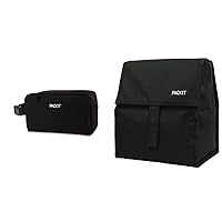 PackIt Freezable Snack Box (Black) and Freezable Lunch Bag with Zip Closure (Black) Bundle