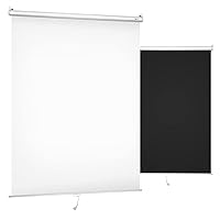 Julius Studio (Pull-Down Type) 5 x 6.2 ft. / 60 x 75 inch White Screen & Black Double Sided, Retractable Background, Ceiling & Wall Mountable, Pull Down Roll Up Auto Lock, No Wrinkle, JSAG749