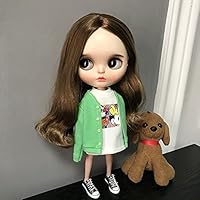 Clothes for Blythe Doll Cloth Handmade Replacement 1/6 Fashion Doll Clothing Set Accessories ICY Pullip Licca Azone Ob24 Lijia T-Shirt Jeans Dress Skirt Coat (Green Cardigan + T-Shirt)