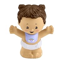 Replacement Figure for Fisher-Price Little People Snuggle Twins Playset - GKY44 ~ Baby Girl Figure ~ Bib with Rainbow and Pigtails
