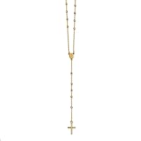 0.7mm 14ct Tri Color Gold Polished Miraculous Rosary Necklace Jewelry for Women - 61 Centimeters