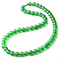 Natural Green Jade 8mm Beads Necklace Jadeite Jewellery Fashion Necklace 18 inches
