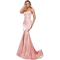Women's Strapless Mermaid Prom Dress with Side Slit Formal Evening Gowns