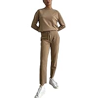 Women Winter Cashmere Knitted Suits 2 Pieces Cusual Female Sets O Neck Sweater & Harem Pants Knitted Outfit