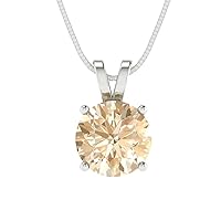 Clara Pucci 1.6 ct Round Cut Genuine Natural Brown Morganite Solitaire Pendant Necklace With 18