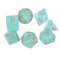 SZSZ 7pcs D20 Acrylic Polyhedral Dice Glitter Double Colors 20 Sided Dices Table Board Playing Game for Bar Pub Club Party 0212 (Color : Green)