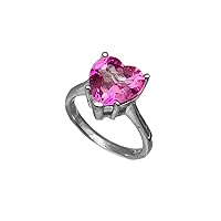 R0190 10mm Heart Shape Pink Topaz contemporary Style Sterling Silver Modern Ring