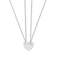 925 Sterling Silver Mother Daughter CZ Celestial Moon and Stars Necklace Set Includes Two 16+2 Inch Half Love Heart Nec Jewelry for Women