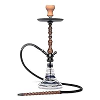 24” Midori Tall Hookah, Shisha, Nargile, Wooden Water Smoke Pipe with New Click Technology Black – by Amira Hookah