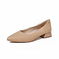 Classic Women's Solid Color Pointed Toe Pumps Low Block Heel Office Lady Dress Slip-on Shoes