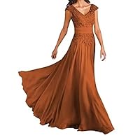 Short Sleeve Mother of The Bride Dress Laces V Neck Chiffon Wedding Guest Formal Evening Gowns Party Dress GQ15