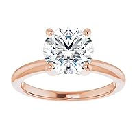 10K Solid Rose Gold Handmade Engagement Rings 2 CT Round Cut Moissanite Diamond Solitaire Wedding/Bridal Rings Set for Women/Her Propose Rings, Perfact for Gifts Or As You Want