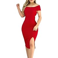 Women's Spring/Summer V Neck Backless Bodycon Sleeveless Off Shoulder Cocktail Party Dress