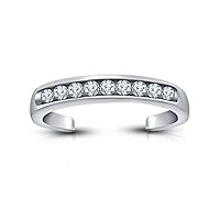 Created Round Cut White Diamond in 925 Sterling Silver 14K White Gold Over Diamond Adjustable Band Toe Ring for Women's & Girl's